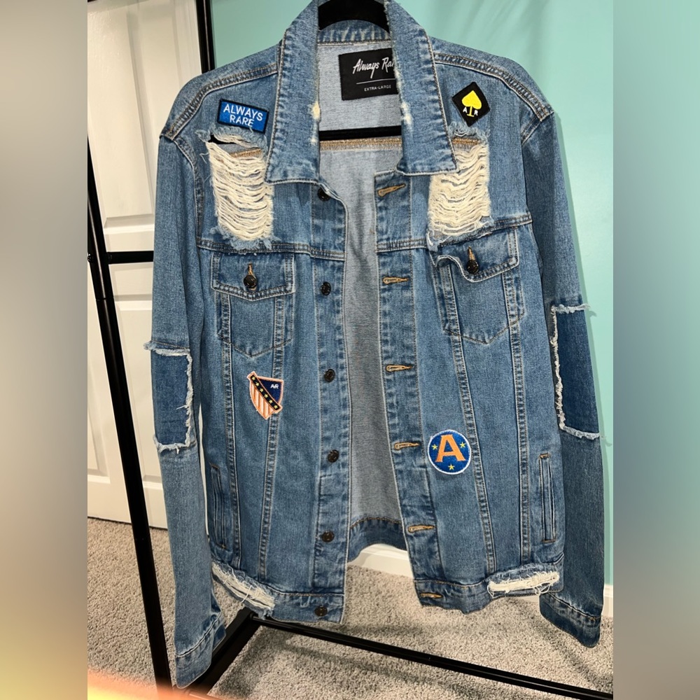 Always Rare Distressed Denim Jacket w/ Patches